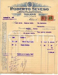 Oggetto da collezione cartaceo 1923 MILANO Anisette Roberto SEVESO Fattura per liquirizia e MENTA STELLA 1