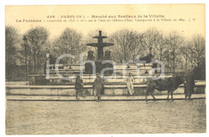 Cartolina originale da collezione 1910 ca PARIS Marché aux Bestiaux de la Villette  La Fontaine  Carte postale 1