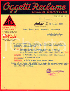 Oggetto da collezione cartaceo 1940 MILANO Piazza Bertarelli  Oggetti reclame di A. BOTTICELLA Lettera 1