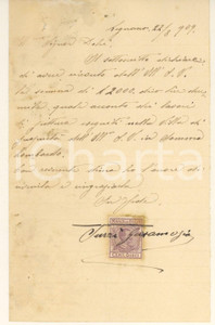Autografo originale 1909 LEGNANO Ricevuta pittore Gersam TURRI per lavori Autografo 1 Autografo originale 1909 LEGNANO Ricevuta pittore Gersam TURRI per lavori Autografo 1