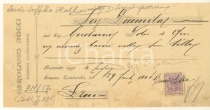 Documento originale, autentico 1908 SOMMA LOMBARDO VA Gerolamo DOLCI  Cambiale intestata 1