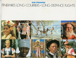 Libro, pubblicazione d epoca 1975 ca AIR FRANCE Long distance flights  Iineraires long courriers Route maps 1