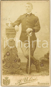 Fotografia d epoca originale 1870 ca REGIO ESERCITO FIRENZE Ufficiale di cavalleria Foto Aldo URBINI CDV 1