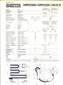 Materiale pubblicitario d’epoca 1976 OFFICINE GALILEO FIRENZE Compressore S 100 Volantino pubblicitario 1