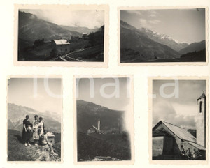 Fotografia d epoca originale 1935 SAN PIETRO /VALFURVA SO Vedute  Villeggianti Lotto 5 foto 7x4 cm 1