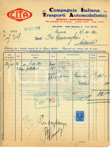 Oggetto da collezione cartaceo 1932 GENOVA  SAMPIERDARENA Via Colombo 9  Trasporti C.I.T.A. Fattura 22x28 cm 1 Oggetto da collezione cartaceo 1932 GENOVA  SAMPIERDARENA Via Colombo 9  Trasporti C.I.T.A. Fattura 22x28 cm 1