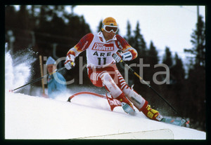 Fotografia d epoca originale 1988 ARE SCI  Gunther MADER durante lo SLALOM SPECIALE 35mm VINTAGE SLIDE 1
