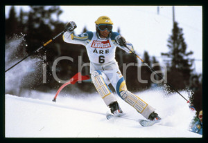 Fotografia d epoca originale 1988 ARE SCI  Ingemar STENMARK durante lo SLALOM SPECIALE 35mm VINTAGE SLIDE 1