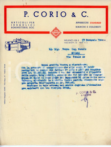 Oggetto da collezione cartaceo 1944 MILANO Viale Bligny 22 Ditta P. CORIO Articoli per idraulici  Lettera 1 Oggetto da collezione cartaceo 1944 MILANO Viale Bligny 22 Ditta P. CORIO Articoli per idraulici  Lettera 1