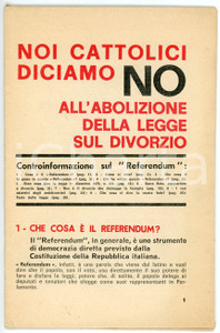 Libro, pubblicazione d epoca 1974 REFERENDUM SUL DIVORZIO Noi cattolici diciamo no all abolizione  Ed. COM 1