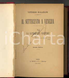 Libro, pubblicazione d epoca 18911892 Vittorio MALAMANI Il Settecento a Venezia 1 edizione 1