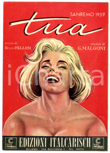 Oggetto da collezione cartaceo 1959 FESTIVAL DI SANREMO Tua di G. MALGONI parole di B. PALLESI Spartito 1 Oggetto da collezione cartaceo 1959 FESTIVAL DI SANREMO Tua di G. MALGONI parole di B. PALLESI Spartito 1