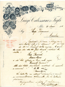 Oggetto da collezione cartaceo 1906 ALBA Stabilimento vinicolo Luigi CALISSANO Lettera a Luigi VERGNANO 1