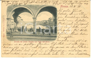 Cartolina originale da collezione 1897 FIRENZE Ponte Vecchio  Vista Arno Cartolina VON MURALT ANIMATA FP VG 1