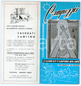 Materiale pubblicitario d’epoca 1962 MILANO  CASORATI CAMPING Vademecum del campeggiatore  Catalogo 1