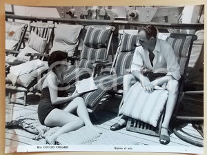 Fotografia d epoca originale 1950 ca ITALIA  M/N GIULIO CESARE Momenti di relax a bordo  Fotografia 40x30 1