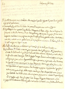 Manoscritto, lettera originale 1824 FOLIGNO Nobile Giacomo FRENFANELLI in affitto separato dal fratello Lettera 1