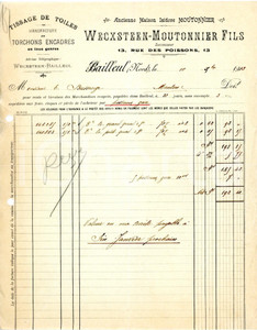 Documento originale, autentico 1913 BAILLEUL F Manifacture WECXSTEENMOUTONNIER FILS Lettre de vente 4 1