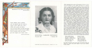 Documento originale, autentico 1948 MILANO Gioconda CARLONE MONGELLI Scrittrice  Pieghevole lutto 1