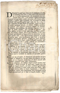 Documento originale, autentico 1764 STATO DI MILANO Nota teste mascoline descritte o abbonate ESATTORIA 1
