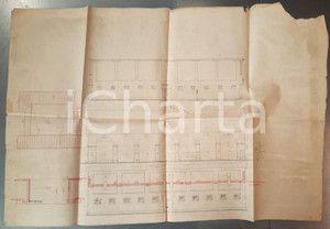 Mappa, planimetria storica 1895 SANT ELENA PD Progetto edificio rurale per Giacomo MIARI Disegnato a mano 1