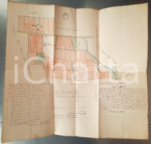 Mappa, planimetria storica 1854 VILLAFRANCA PADOVANA Mappa beni contessa Cecilia QUERINI Disegnata a mano 1