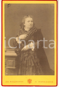 Fotografia d epoca originale 1880 ca VARSAVIA Ritratto di donna in abito scuro Foto Jan MIECZKOWSKI 11x16 cm 1