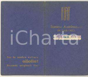 Oggetto da collezione cartaceo 1953 FIAT Filiale MILANO Servizio assistenziale in garanzia Libretto tagliandi 1