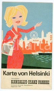 Mappa, planimetria storica 1966 FINLAND Karte von HELSINKI Herausgeber KANSALLIS  OSAKE  PANKKI 1