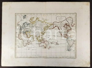 Opera d’arte autentica 1810 MAPPAMONDO DI MERCATORE Incisione Gennaro BARTOLI Gabinetto letterario 1