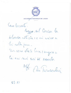 Autografo originale 1971 ACCADEMIA DEI LINCEI  Lettera Elio FRANCESCHINI  Autografo 1
