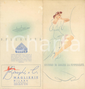 Materiale pubblicitario d’epoca 1939 MILANO Maglierie BIRAGHI Rivenditori SABSUPER Bellavita  Pieghevole 1