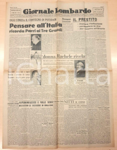 Giornale, rivista storica 1945 GIORNALE LOMBARDO Conferenza di Potsdam  Rachele Mussolini e Rita Hume 1