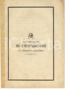 Libro, pubblicazione d epoca 1861 RISORGIMENTO AREZZO Solenni propiziazioni per i caduti a S. Martino 1