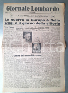 Giornale, rivista storica 1945 WW2 GIORNALE LOMBARDO La Germania ha capitolato  La guerra è finita 1