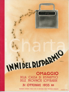 Oggetto da collezione cartaceo 1933 INNI DEL RISPARMIO Cassa di risparmio Provincie Lombarde  Pubblicazione 1