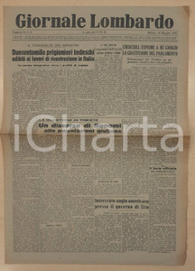 Giornale, rivista storica 1945 WW2 GIORNALE LOMBARDO 200.000 prigionieri tedeschi al lavoro in Italia 1