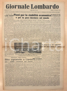 Giornale, rivista storica 1945 GIORNALE LOMBARDO Espiazione a Lipsia per i delitti nazisti  Piano di pace 1