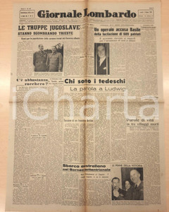 Giornale, rivista storica 1945 GIORNALE LOMBARDO Truppe jugoslave a Trieste  Elena Curti figlia Mussolini 1