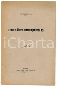 Libro, pubblicazione d epoca 1936 G.B. CERVELLINI La cronaca su Altichiero è falsa Carlo FERRARI  VENEZIA 1
