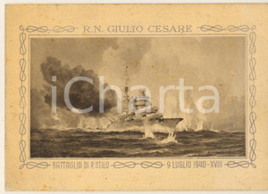 Oggetto da collezione cartaceo 1941 REGIA MARINA Biglietto calendario R. N. Giulio Cesare  Battaglia P. Stilo 1