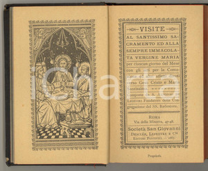Libro, pubblicazione d epoca 1887 S. ALFONSO DE LIGUORI Visite al Santissimo Sacramento ed alla Vergine Maria 1