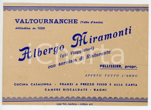 Materiale pubblicitario d’epoca 1939 VALTOURNENCHE AO Albergo Miramonti di PELLISSIER Biglietto da visita 1 1