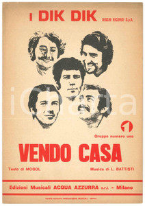 Oggetto da collezione cartaceo 1971 DIK DIK Vendo casa Testo MOGOL Musica Lucio BATTISTI Spartito 1