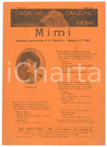 Oggetto da collezione cartaceo 1921 TSUNEKO Mimì versi di Bixio CHERUBINI musica di Dino RULLA Spartito 1