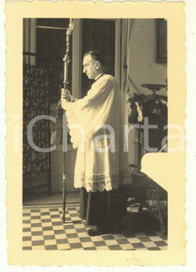 Fotografia d epoca originale 1938 s.l. Mons. Diego VENINI in una dimora privata  Foto 7x10 cm 1