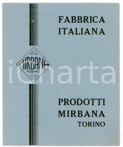 Oggetto da collezione cartaceo 1950 ca TORINO Prodotti MIRBANA Fabbrica italiana  Pieghevole 1 1
