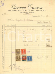 Documento originale, autentico 1949 CASTELNUOVO BORMIDA AL Premiata Casa d Apicoltura  Fattura miele 1