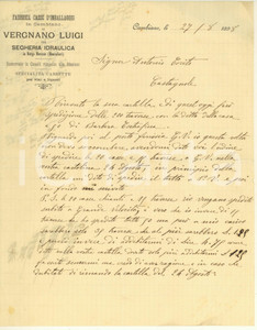 Documento originale, autentico 1898 CAMBIANO TO Luigi VERGNANO Fabbrica casse con segheria Lettera 1