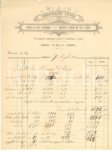 Documento originale, autentico 1898 CAMBIANO TO Luigi VERGNANO Fabbrica casse  Cassette per vini Fattura 1